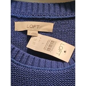 NWT Loft Womens Blue Shaker Stitch Sweater Vest Sleeveless Crew Neck